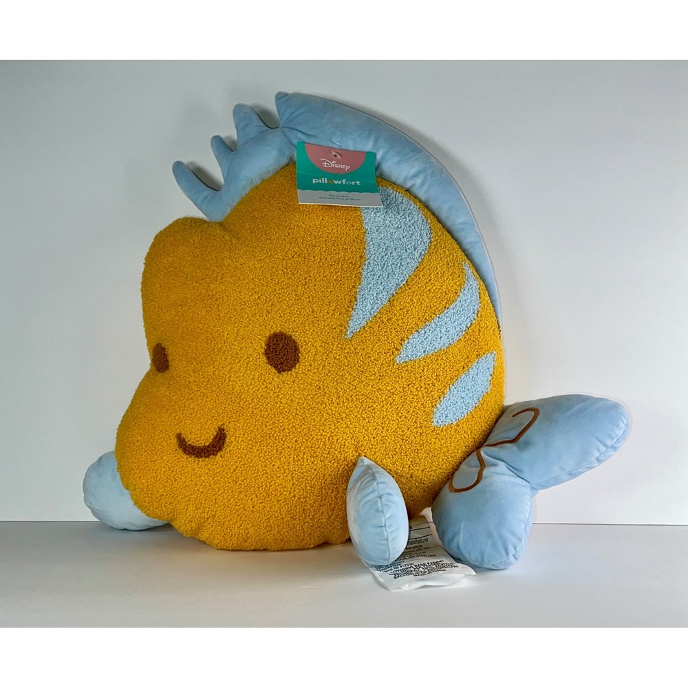 Disney Pillowfort Flounder Decorative Pillow Little Mermaid Yellow Blue New